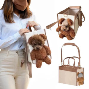 Teddy Bear Pet Carrier Tote Bag – Stylish Travel Bag for Small Dogs & Cats